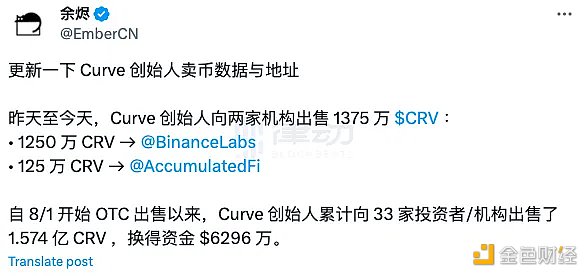 创始人Aave债务全部还清 Curve终于摆脱危险？