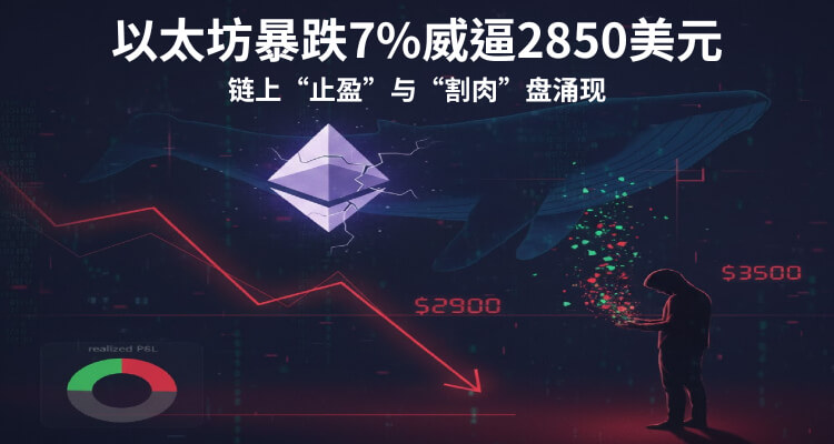 以太坊暴跌7%威逼2850美元，链上“止盈”与“割肉”盘涌现