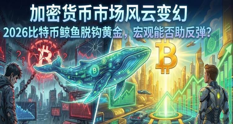 加密货币市场风云变幻：2026比特币鲸鱼脱钩黄金，宏观能否助反弹？